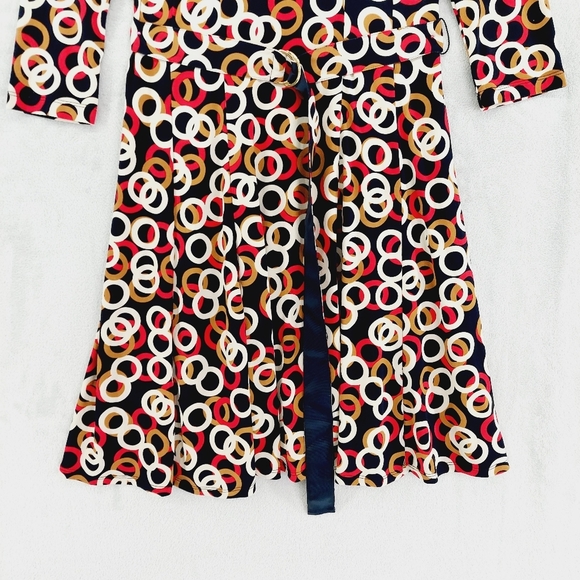 Ellen Tracy Colorful Abstract Print Long Sleeve Dress with Belt P3105 - Picture 2 of 8